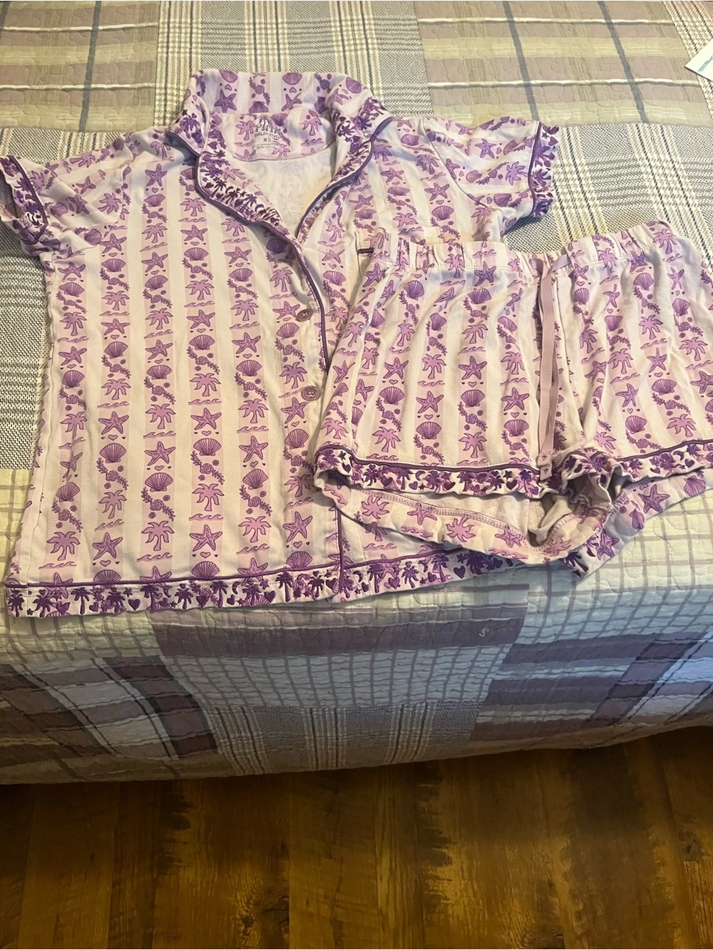 Women’s Purple Floral Short Pajama Set - Soft Two-Piece Sleepwear